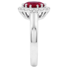 Afbeelding in Gallery-weergave laden, Rode Robijn Met Diamanten 5,75 Karaats Ring Wit Goud 14K
