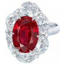 Afbeelding in Gallery-weergave laden, Rode Robijn Met Halo Diamanten Ring Wit Goud 14K 5.25 Ct Edelsteen Nieuw
