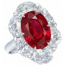 Afbeelding in Gallery-weergave laden, Rode Robijn Met Halo Diamanten Ring Wit Goud 14K 5.25 Ct Edelsteen Nieuw
