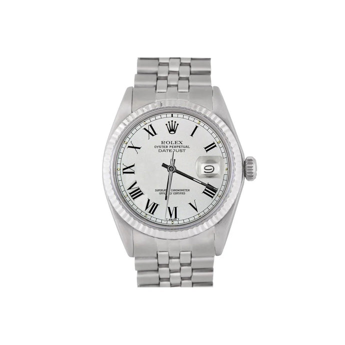 Roestvrij staal Jubileum Rolex Datumjust herenhorloge Witte Romeinse wijzerplaat Gecanneleerde rand snel ingesteld
