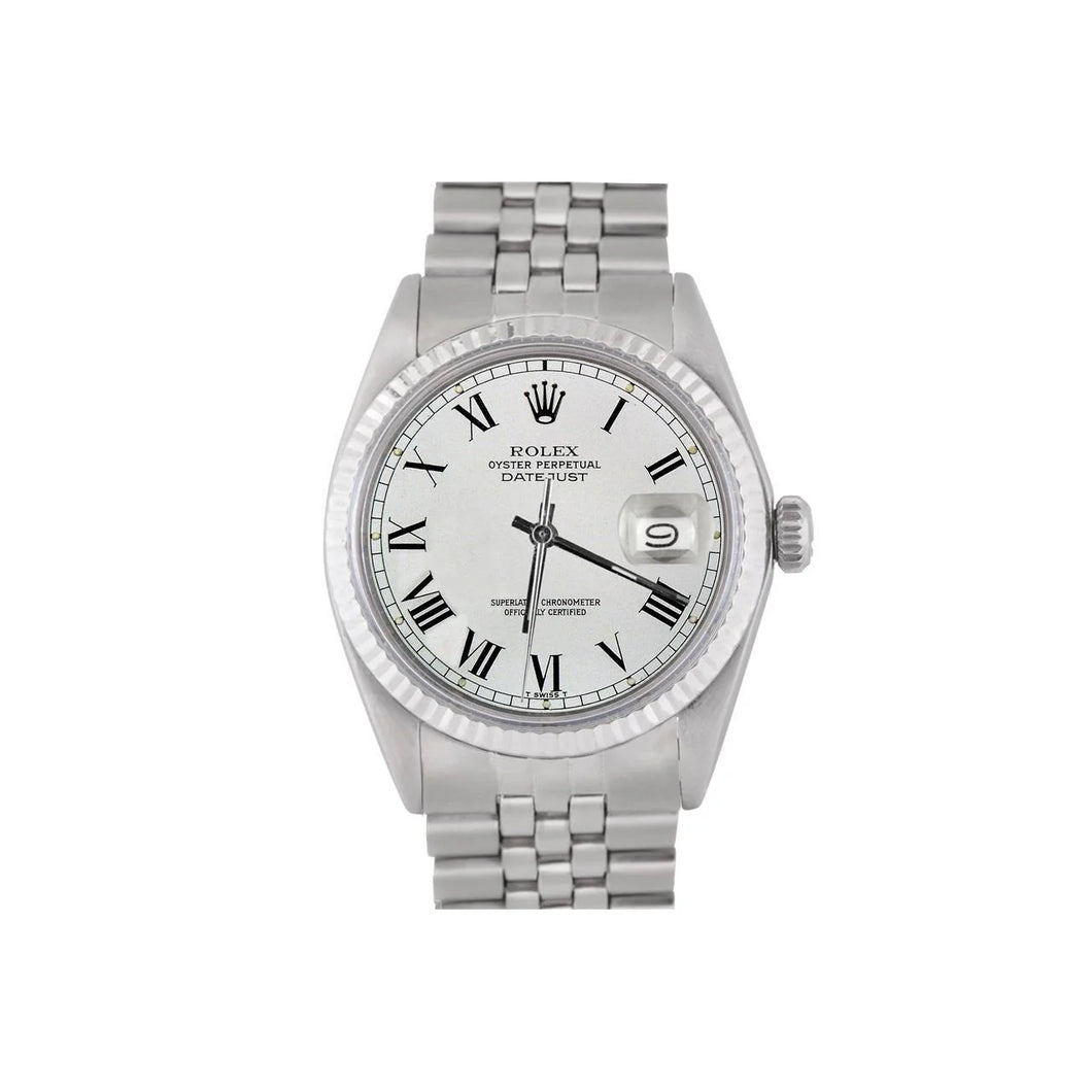 Roestvrij staal Jubileum Rolex Datumjust herenhorloge Witte Romeinse wijzerplaat Gecanneleerde rand snel ingesteld
