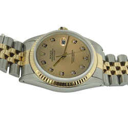 Roestvrij staal en geel horloge met datum, gewoon een Rolex horloge met diamanten wijzerplaat