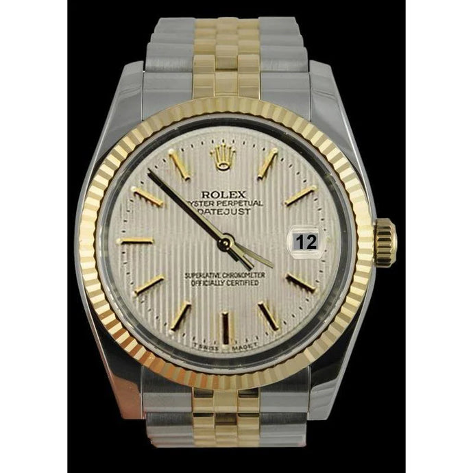 Roestvrij staal en geelgoud Jubileum herenhorloge met witte wijzerplaat Rolex SNELLE INSTELLING
