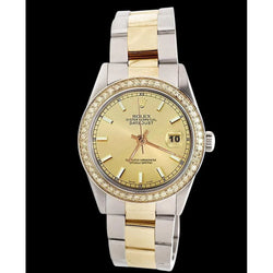 Roestvrij staal en geelgouden Oester-armband Datumjust Stok-wijzerplaat Rolex-horloge SNELLE INSTELLING