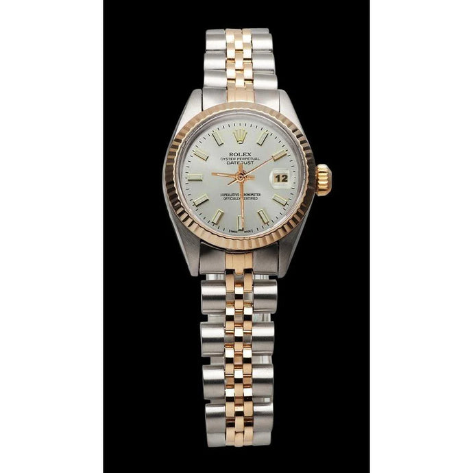 Roestvrij staal en geelgouden jubileum Rolex Datumjust wit Datumjust dameshorloge
