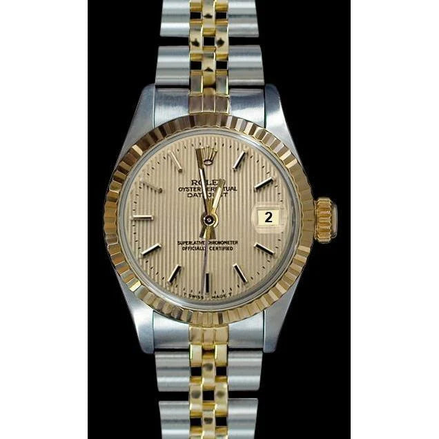 Roestvrij staal en geelgouden jubileum Stok-wijzerplaat Datumjust Rolex dameshorloge
