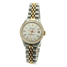 Afbeelding in Gallery-weergave laden, Roestvrij staal en goud Rolex dames Datumjust horloge witte Stok wijzerplaat diamant

