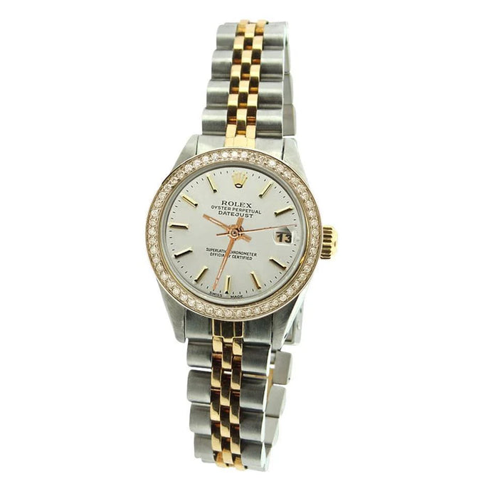 Roestvrij staal en goud Rolex dames Datumjust horloge witte Stok wijzerplaat diamant
