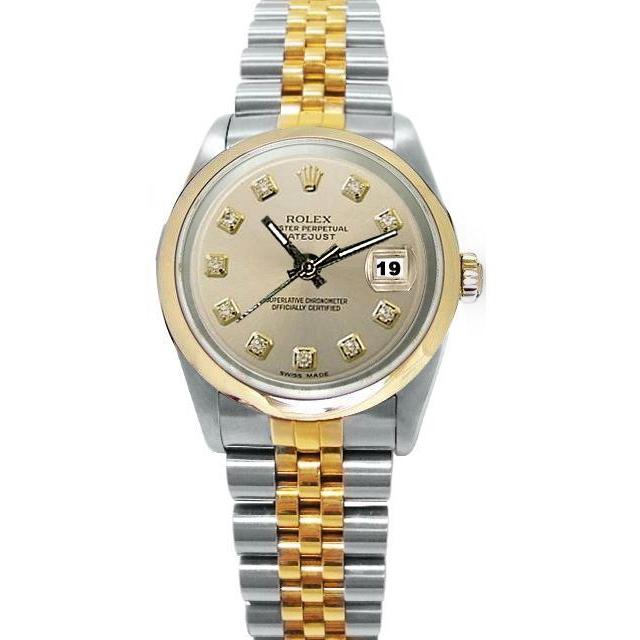 Roestvrij staal en goud Rolex herenhorloge Datumjust zilveren diamanten wijzerplaat
