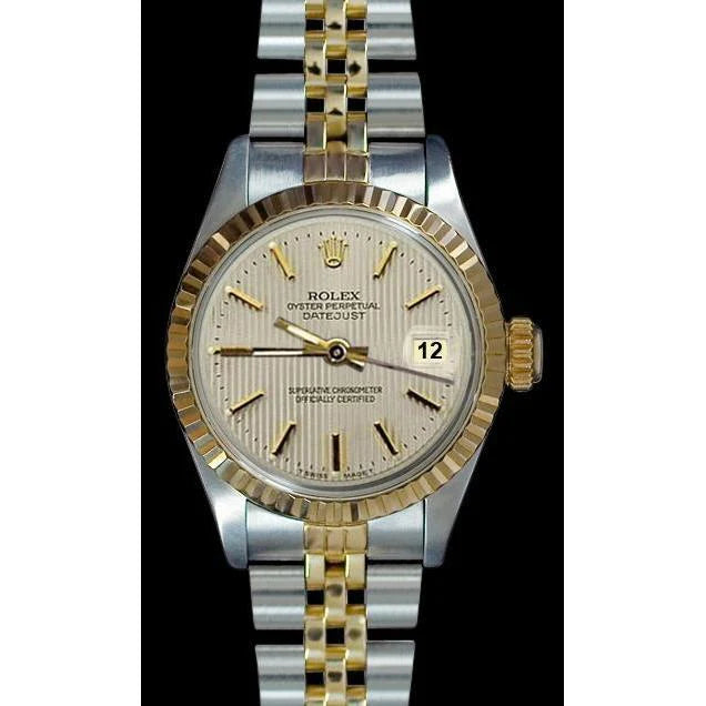 Roestvrij staal en goud jubileum witte Stok-wijzerplaat Datumjust dameshorloge Rolex
