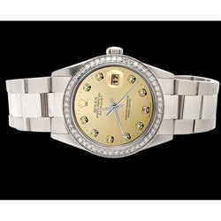 Roestvrij stalen Oester-armband Datumjust horloge Champagne diamanten wijzerplaat Rolex SNELLE INSTELLING
