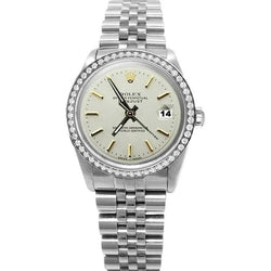Roestvrij stalen Rolex Datumjust diamanten rand Witte Stok-wijzerplaat Horloge SNELLE INSTELLING