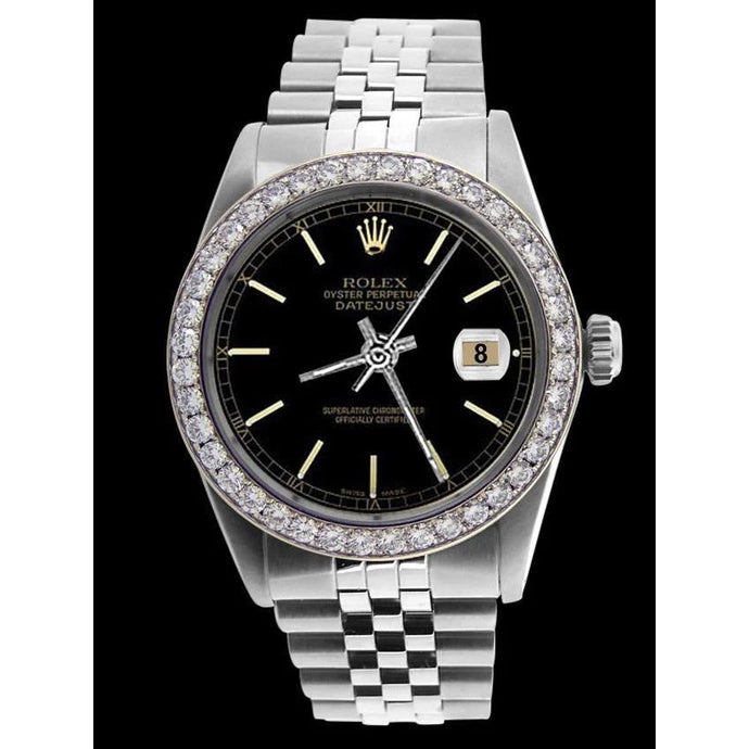 Roestvrij stalen Rolex jubileumarmband Datumjust Heren Rolex zwarte Stok wijzerplaat SNELLE INSTELLING

