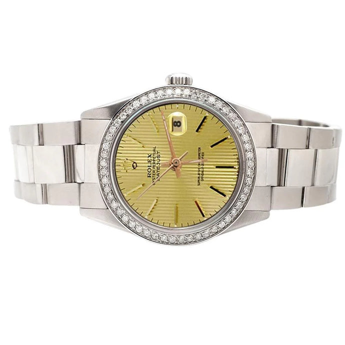 Roestvrij stalen Stok wijzerplaat Rolex Datumjust horloge diamanten rand Oester-armband SNELLE INSTELLING
