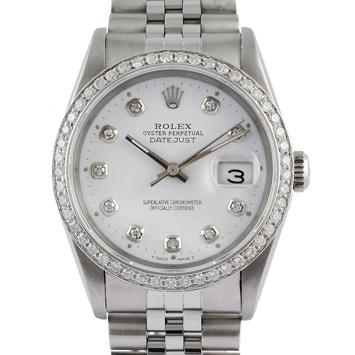 Roestvrij stalen armband Rolex Datumjust herenhorloge met diamanten rand