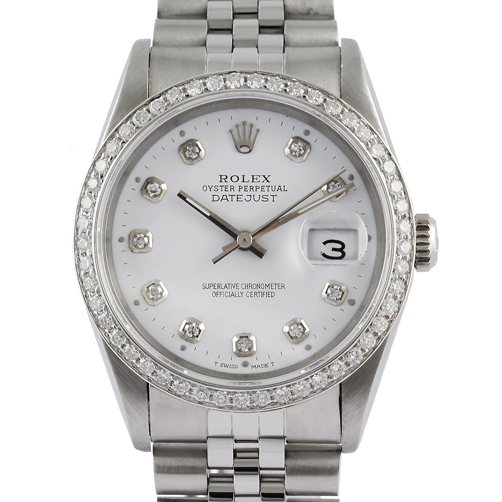 Roestvrij stalen armband Rolex Datumjust herenhorloge met diamanten rand