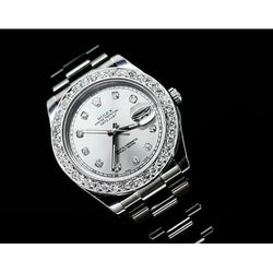 Roestvrij Staal Diamanten Lunette Rolex Horloge Zilver Diamanten Wijzerplaat Ii