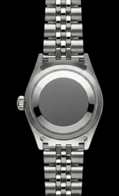 Afbeelding in Gallery-weergave laden, Roestvrij stalen jubileumarmband Rolex-horloge met zwarte wijzerplaat en diamanten rand
