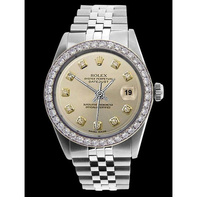Roestvrij stalen jubileumarmband Rolex zilveren diamanten wijzerplaat rand heren Datumjust
