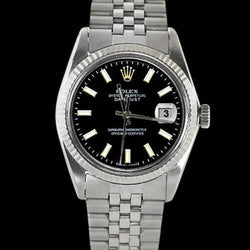 Roestvrij stalen jubileumarmband Rolex zwart Datumjust herenhorloge met gecanneleerde rand