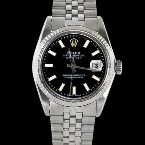 Roestvrij stalen jubileumarmband Rolex zwart Datumjust herenhorloge met gecanneleerde rand
