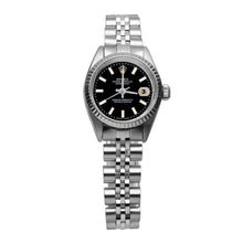 Afbeelding in Gallery-weergave laden, Roestvrij stalen jubileumarmband Zwarte wijzerplaat Rolex Datumjust dameshorloge

