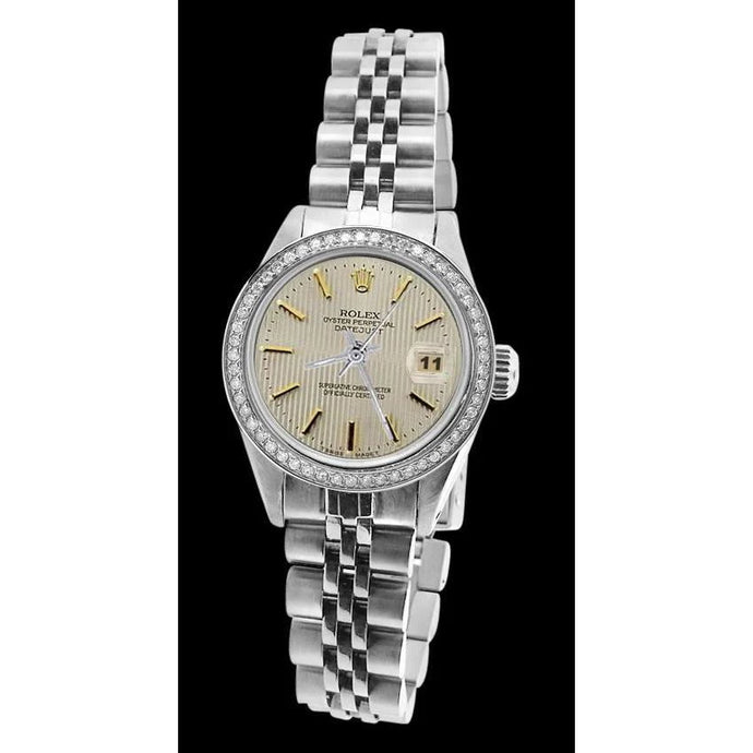 Roestvrij stalen jubileumarmband dameshorloge Datumjust witte wijzerplaat Rolex
