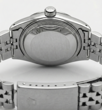 Afbeelding in Gallery-weergave laden, Roestvrijstalen jubileumdatumhorloge met grijze wijzerplaat, gecanneleerde rand
