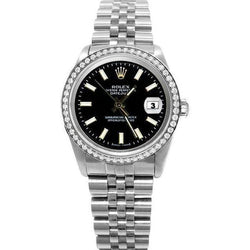 Roestvrijstalen Jubileum Zwarte Stok Wijzerplaat Rolex Horloge Datumjust SNELLE INSTELLING