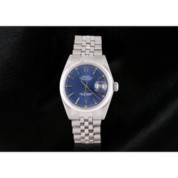 Roestvrijstalen jubileum Rolex Dateumust herenhorloge met blauwe stok-wijzerplaat en gecanneleerde rand snel ingesteld