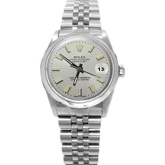Roestvrijstalen jubileum Rolex Datumjust witte stok wijzerplaat horloge
