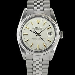 Roestvrijstalen jubileumarmband Datumjust Rolex gecanneleerde rand met witte stok-wijzerplaat