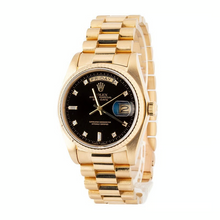 Afbeelding in Gallery-weergave laden, Rolex Day-Date 36 mm Herenhorloge Schorsafwerking Geelgoud 18K Zwart
