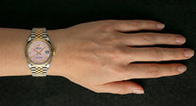 Afbeelding in Gallery-weergave laden, Rolex Datejust 36 mm roze parelmoer diamanten wijzerplaat two tone horloge
