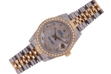 Afbeelding in Gallery-weergave laden, Rolex Datejust Midsize 31 mm Grijze Parelmoer Diamanten Wijzerplaat Diamanten Lunette Jubilee-armband Horloge RvS &amp; Goud
