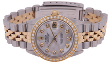 Afbeelding in Gallery-weergave laden, Rolex Datejust Midsize 31 mm Grijze Parelmoer Diamanten Wijzerplaat Diamanten Lunette Jubilee-armband Horloge RvS &amp; Goud
