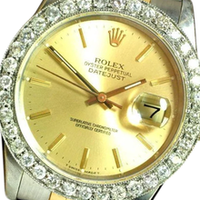 Afbeelding in Gallery-weergave laden, Rolex Datumjust herenhorloge Natuurlijke echte diamant ( niet in het laboratorium gekweekt )en rand goud en roestvrij stalen armband snel ingesteld
