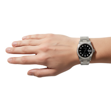 Afbeelding in Gallery-weergave laden, Rolex Datumjust horloge zwarte Natuurlijke echte diamant ( niet in het laboratorium gekweekt )en wijzerplaat roestvrijstalen armband
