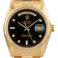 Afbeelding in Gallery-weergave laden, Rolex Day-Date 36 mm Herenhorloge Schorsafwerking Geelgoud 18K Zwart
