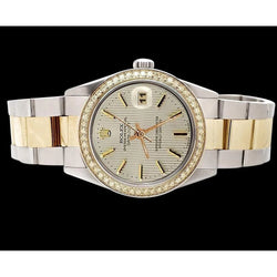Rolex-horloge Datumjust roestvrij staal en gouden Oester-armband Witte Stok-wijzerplaat snel ingesteld