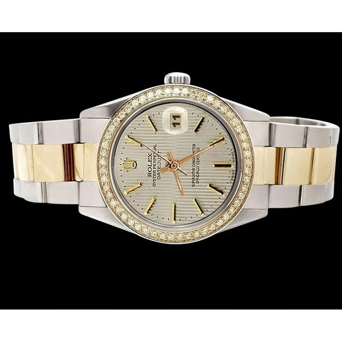 Rolex-horloge Datumjust roestvrij staal en gouden Oester-armband Witte Stok-wijzerplaat snel ingesteld
