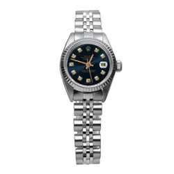 Rolex-horloge met roestvrijstalen jubileumarmband met zwarte diamanten wijzerplaat