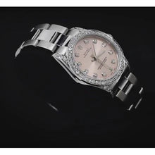 Afbeelding in Gallery-weergave laden, Rolex-horloge roze wijzerplaat, aangepaste diamanten

