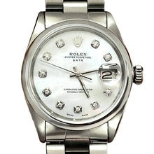 Afbeelding in Gallery-weergave laden, Rolex Date Wit Parelmoer Diamant Wijzerplaat 34mm Roestvrijstalen Horloge
