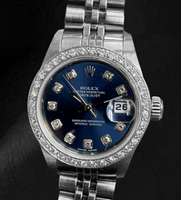 Afbeelding in Gallery-weergave laden, Rolex Datejust 26 mm donkerblauwe diamanten wijzerplaat Jubilee armbandhorloge van roestvrij staal
