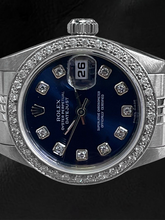 Afbeelding in Gallery-weergave laden, Rolex Datejust 26 mm donkerblauwe diamanten wijzerplaat Jubilee armbandhorloge van roestvrij staal
