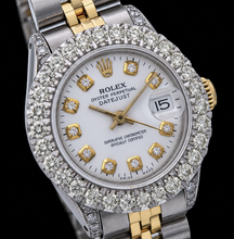 Afbeelding in Gallery-weergave laden, Rolex Datejust 6917 26mm Witte Diamanten Wijzerplaat Tweekleurig Horloge Jubilee
