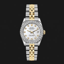 Rolex Datejust 6917 Dames 26mm Wit Parelmoer Diamanten Wijzerplaat Tweekleurig Horloge