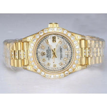Afbeelding in Gallery-weergave laden, Rolex Datejust Iced Out Diamond dameshorloge geelgouden armband
