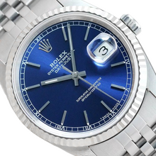 Afbeelding in Gallery-weergave laden, Rolex Datejust Jaar 2000 Blauwe Stick Wijzerplaat 36 mm Roestvrijstalen Horloge
